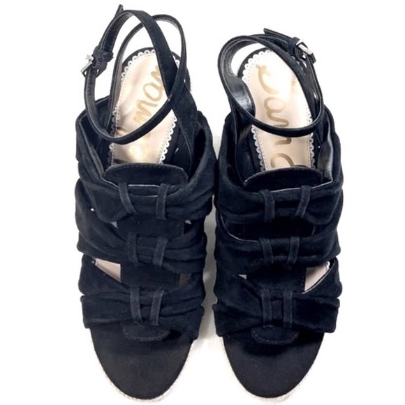 Sam Edelman Awan Black Suede Espadrille Wedge Slingback Sandals Size 8.5 EUC - Picture 8 of 12